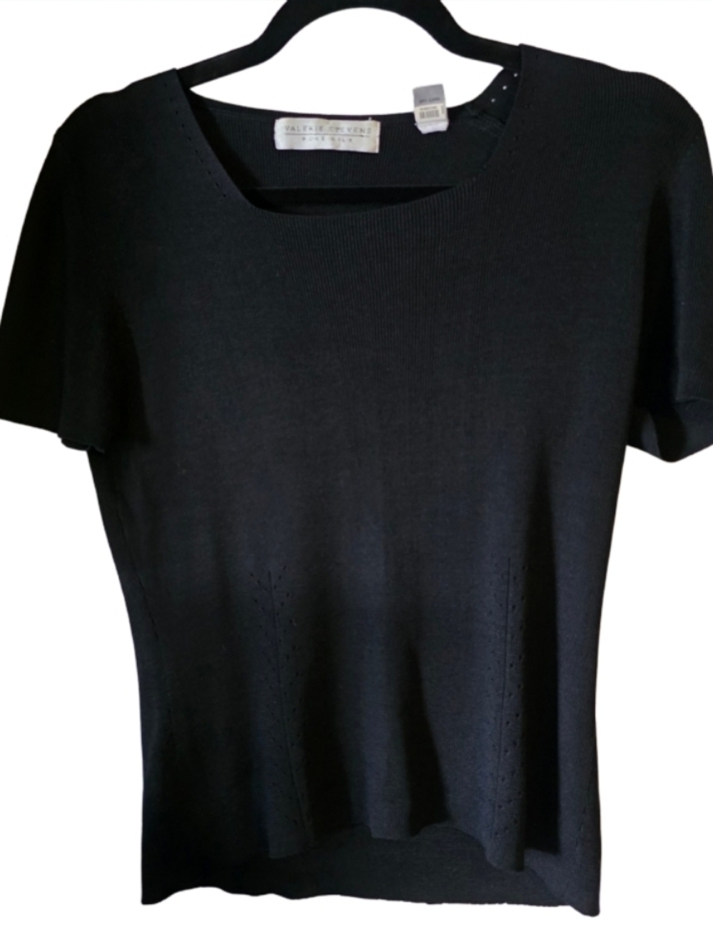 Vintage Valerie Stevens 100% Silk Knit Top Black Minimalist Size M 90s Y2K